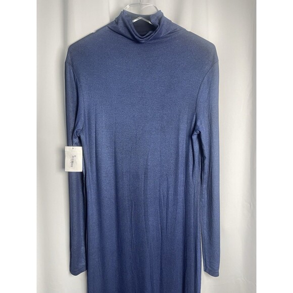 AG Adriano Goldschmied Chelden Long Sleeve Maxi Dress In Blue Metallic Sz L New - Picture 2 of 8